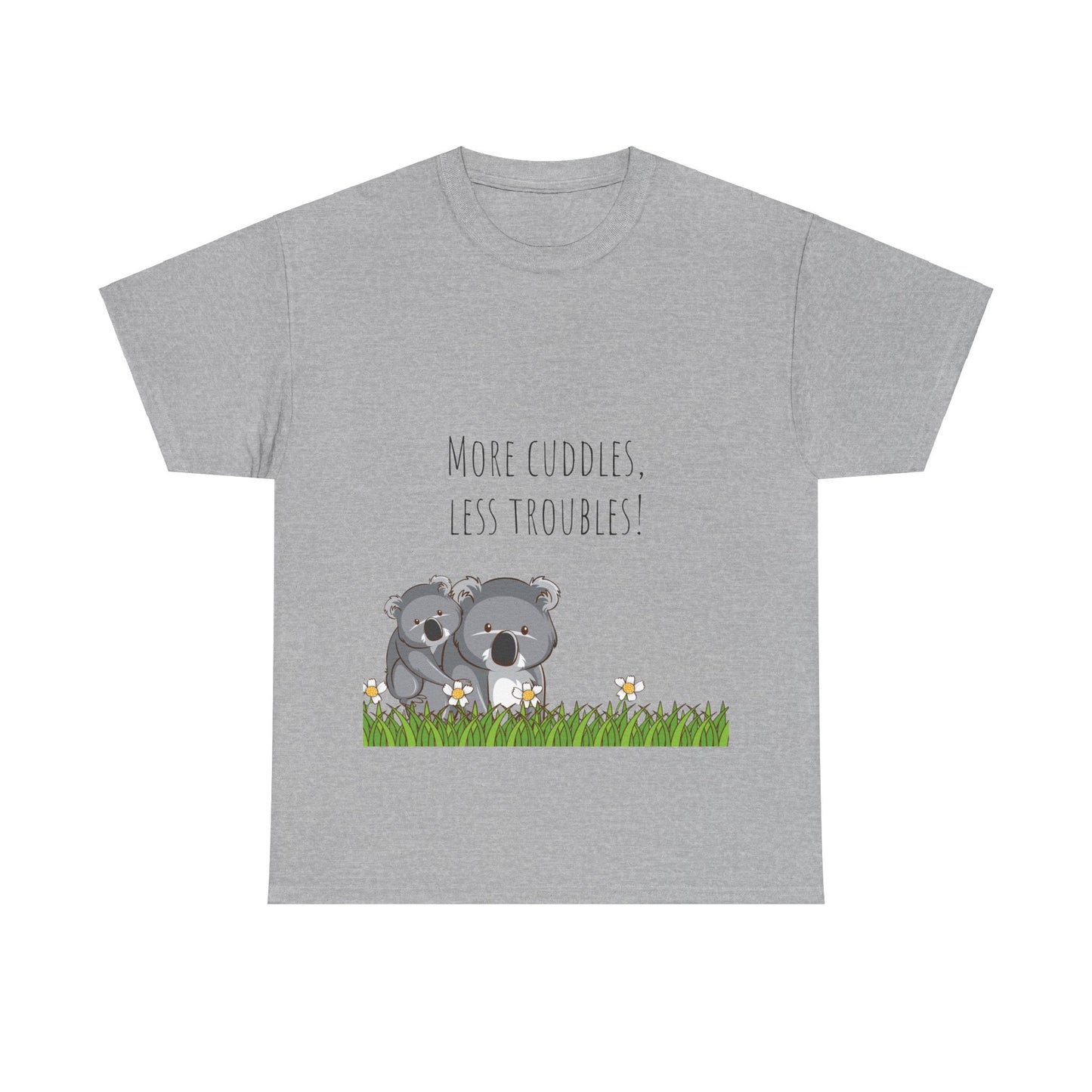 More Cuddles Less Troubles T-Shirt grappige, woordspeling Premium T-shirt, shirt grappige, shirt knuffelgrap, shirt minder problemen
