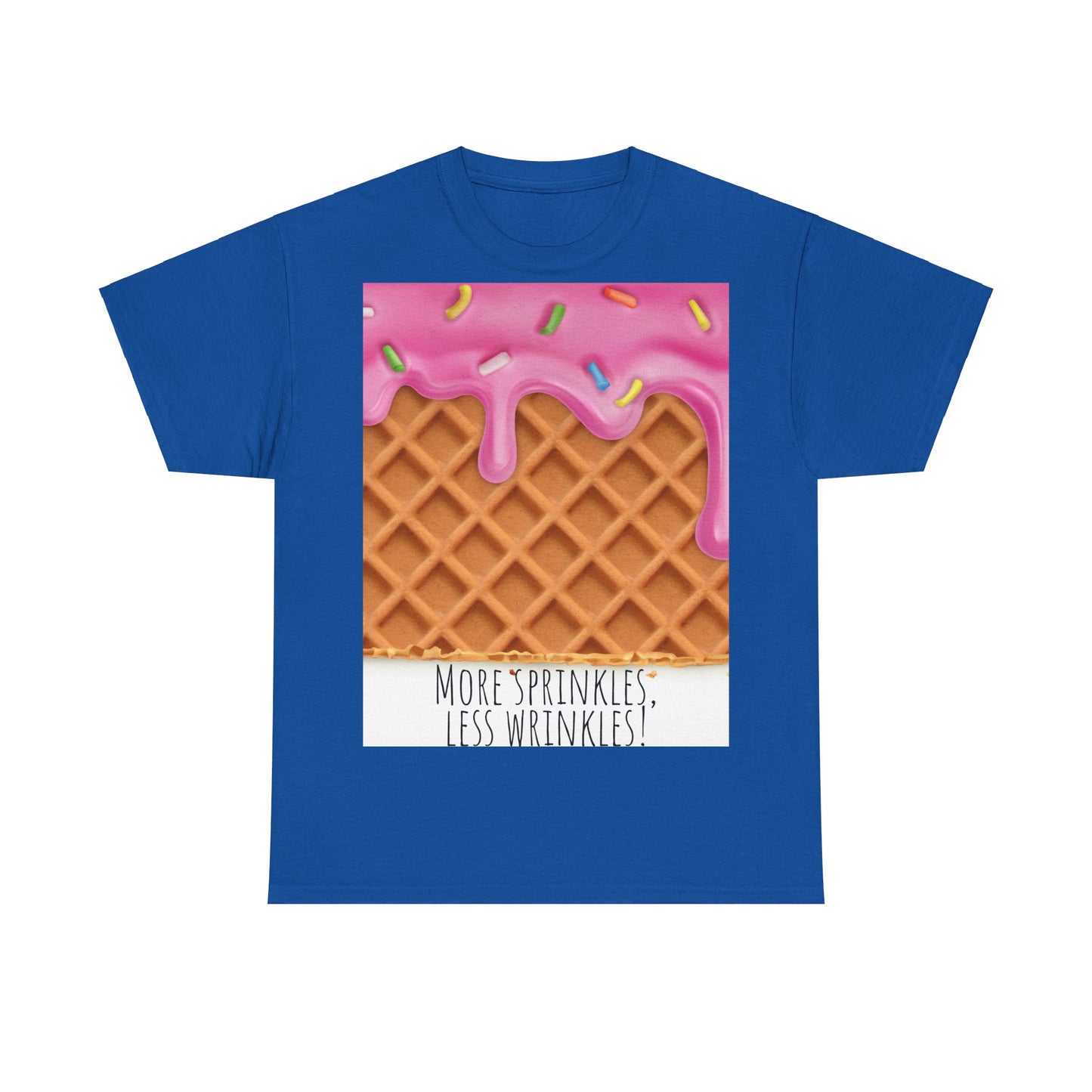 More Sprinkles Less Wrinkles Grappige woordspeling Premium T-shirt, shirt grappige woordspeling, shirt strooiselgrap, shirt minder rimpels