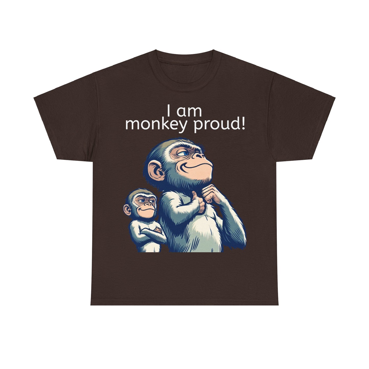 Grappige Unisex Katoenen T-shirt  - Monkey proud - Pun Funny Dutch Shirt Language Gift Idea Leuk Aap Apen Trots Proud