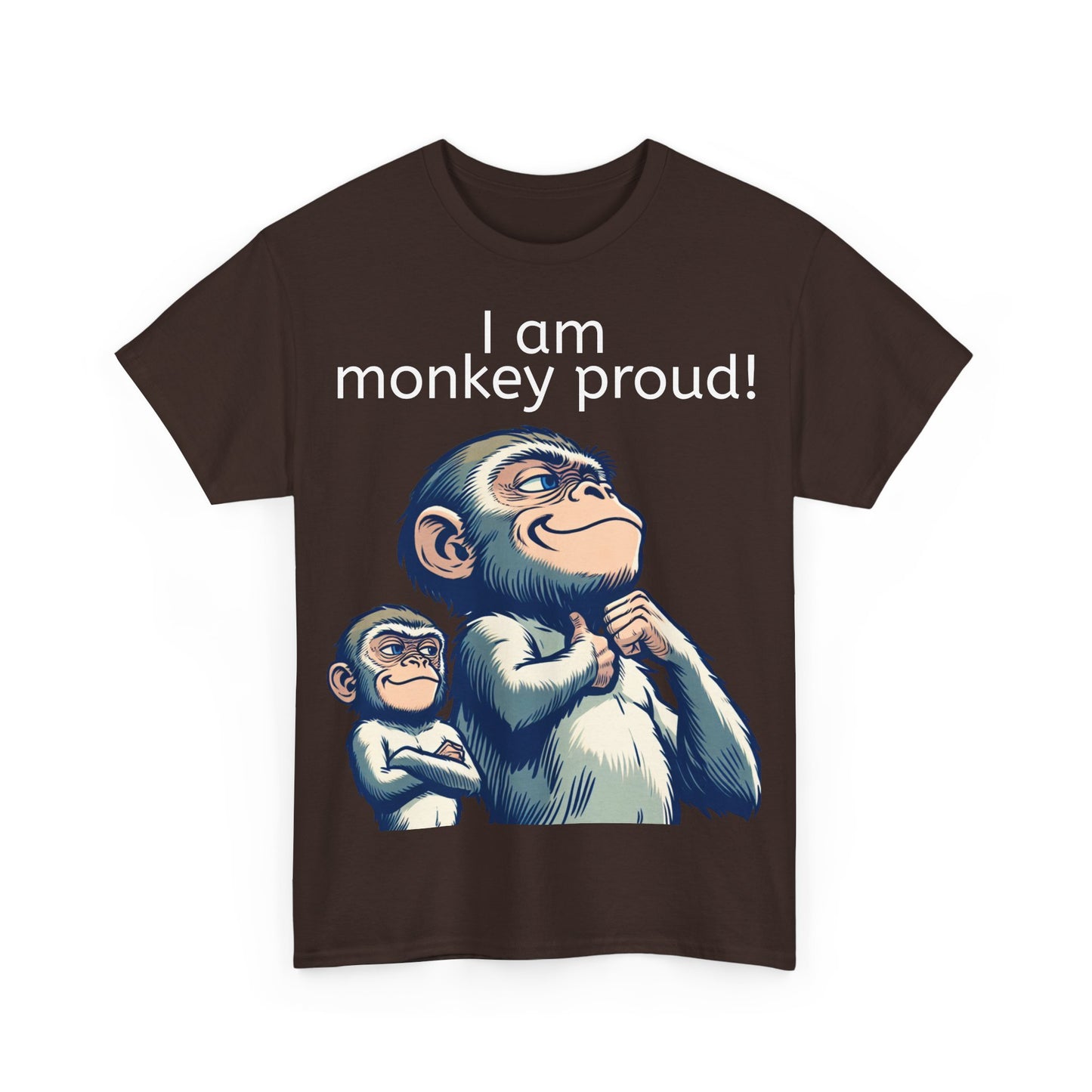 Grappige Unisex Katoenen T-shirt  - Monkey proud - Pun Funny Dutch Shirt Language Gift Idea Leuk Aap Apen Trots Proud