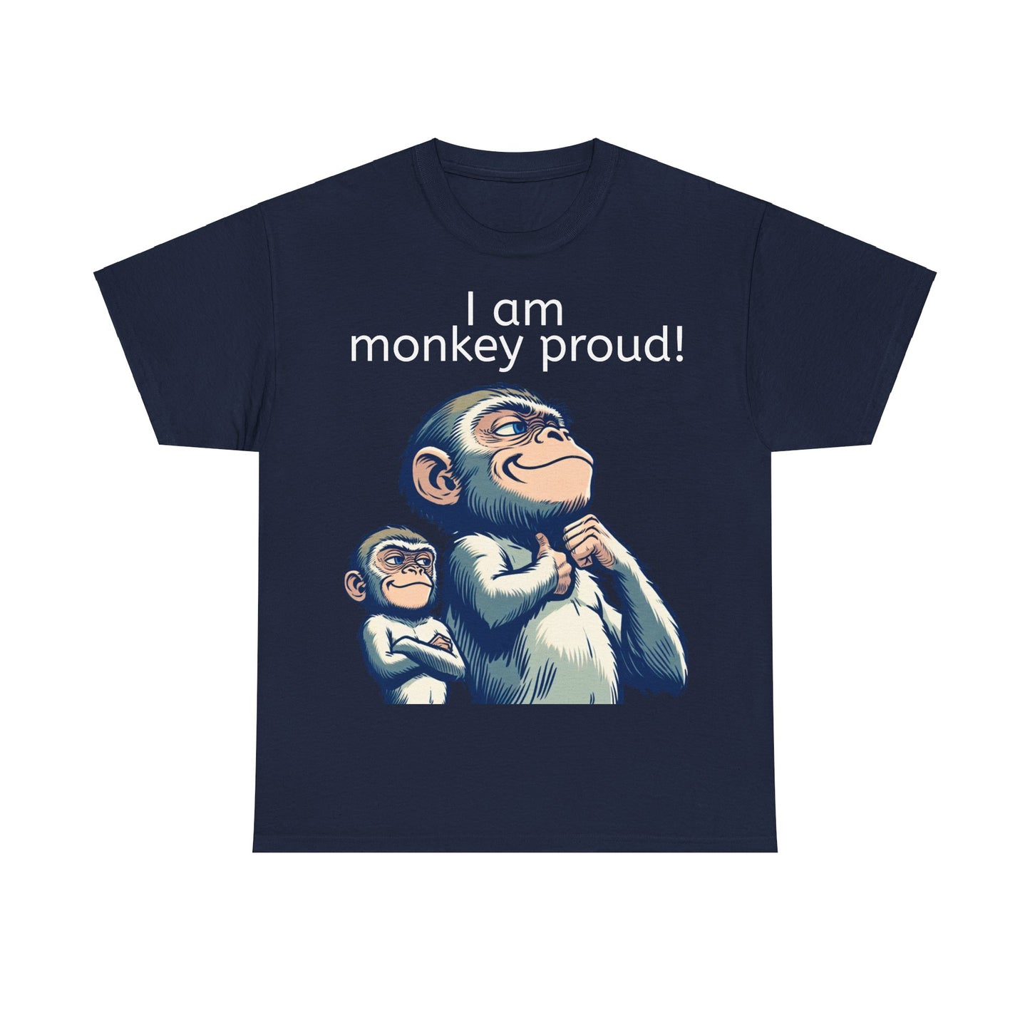 Grappige Unisex Katoenen T-shirt  - Monkey proud - Pun Funny Dutch Shirt Language Gift Idea Leuk Aap Apen Trots Proud