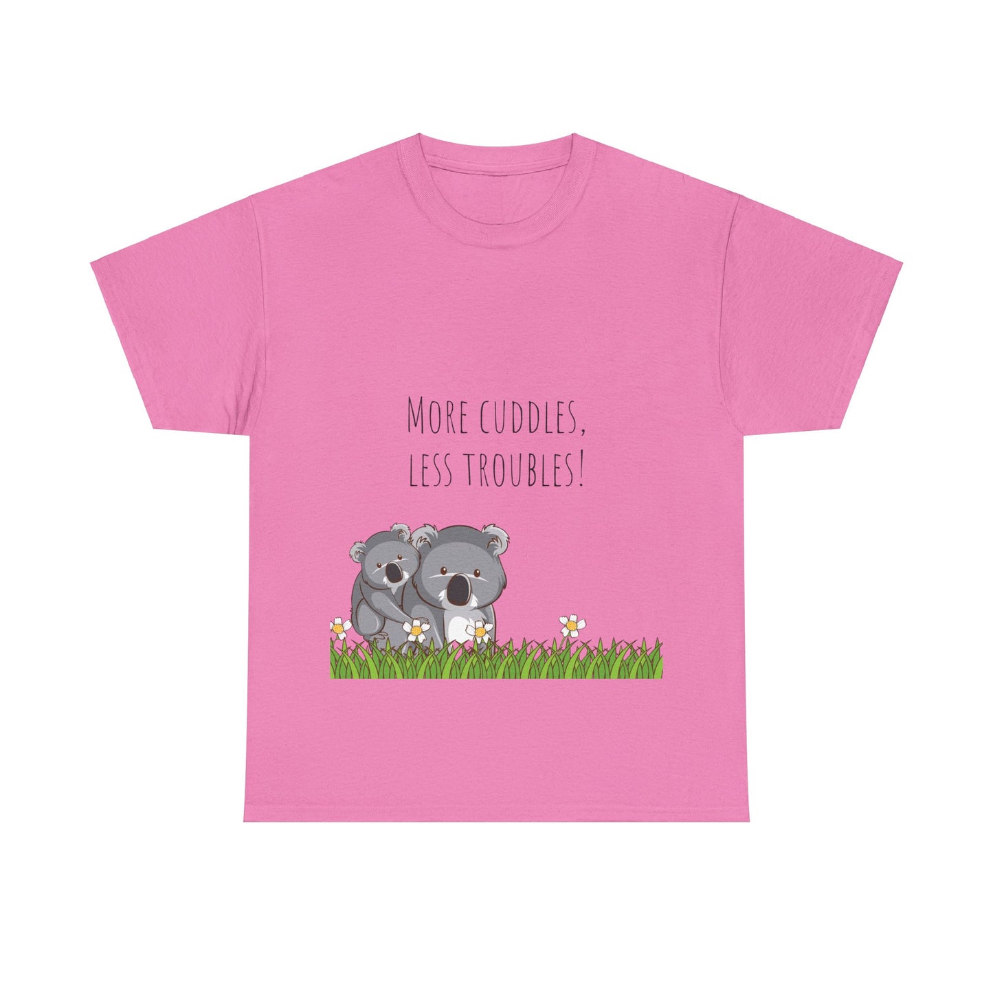 More Cuddles Less Troubles T-Shirt grappige, woordspeling Premium T-shirt, shirt grappige, shirt knuffelgrap, shirt minder problemen