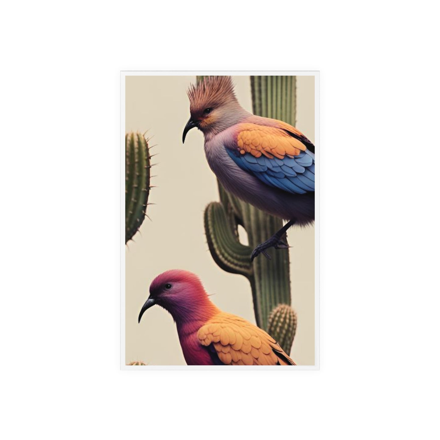 Acrylic Sign, Natural Bird Cacti Design, Home Office Decor Trend, Beautiful Country Style, Gift, Desk, Bureau Cadeu Idee Vogel Cactus