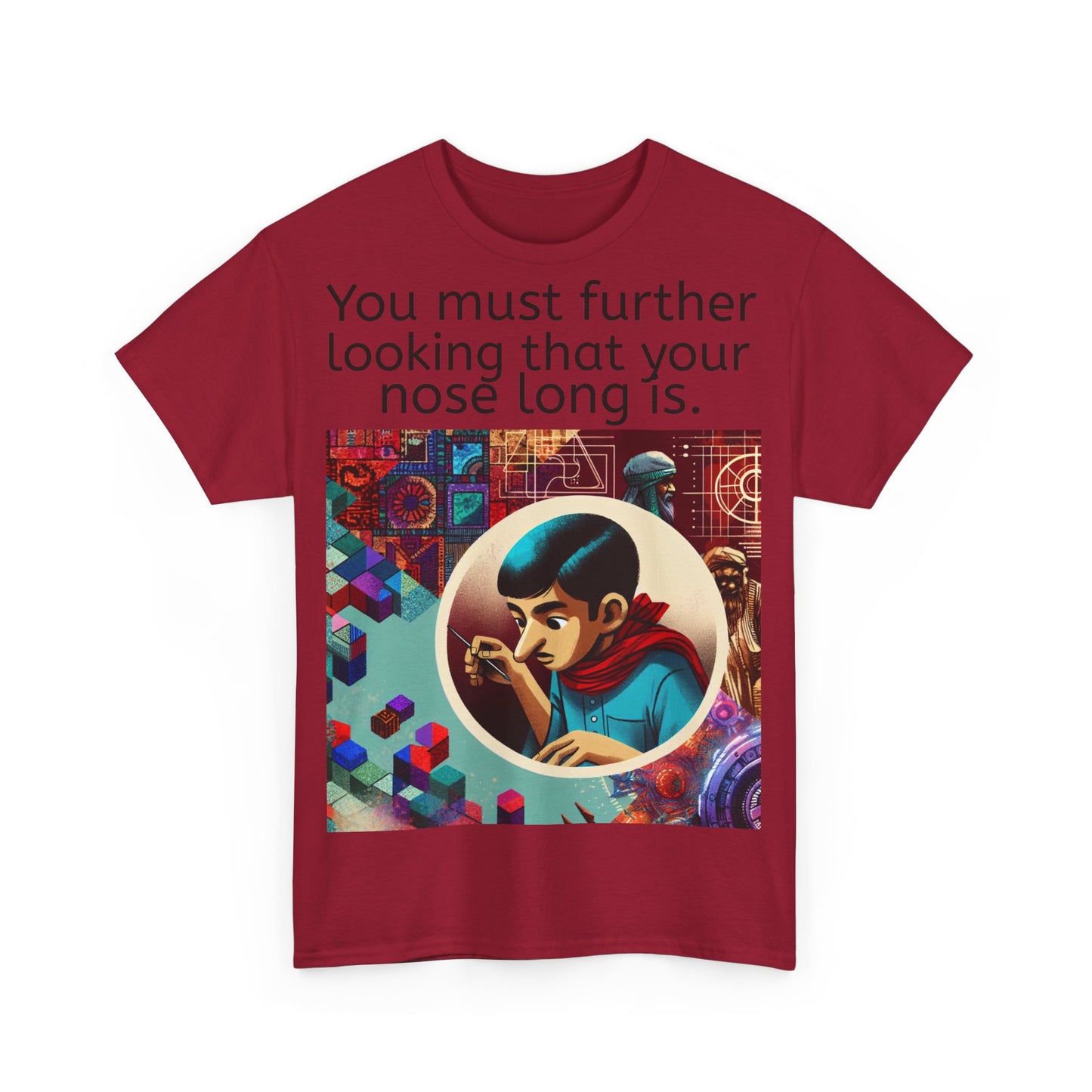 Grappige Unisex Katoenen T-Shirt - Looking further nose long - Pun Funny Dutch Shirt Language Gift Idea Leuk