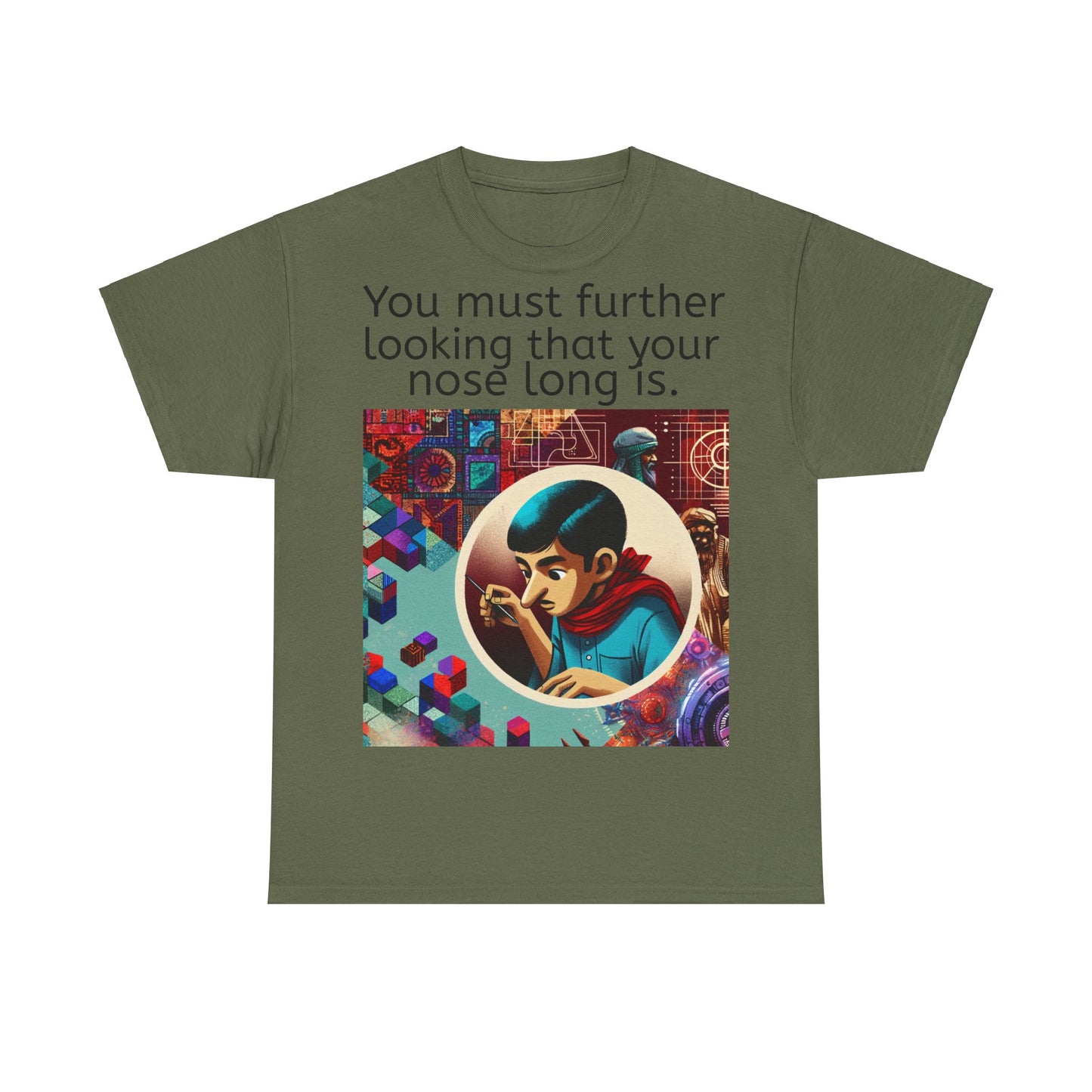 Grappige Unisex Katoenen T-Shirt - Looking further nose long - Pun Funny Dutch Shirt Language Gift Idea Leuk