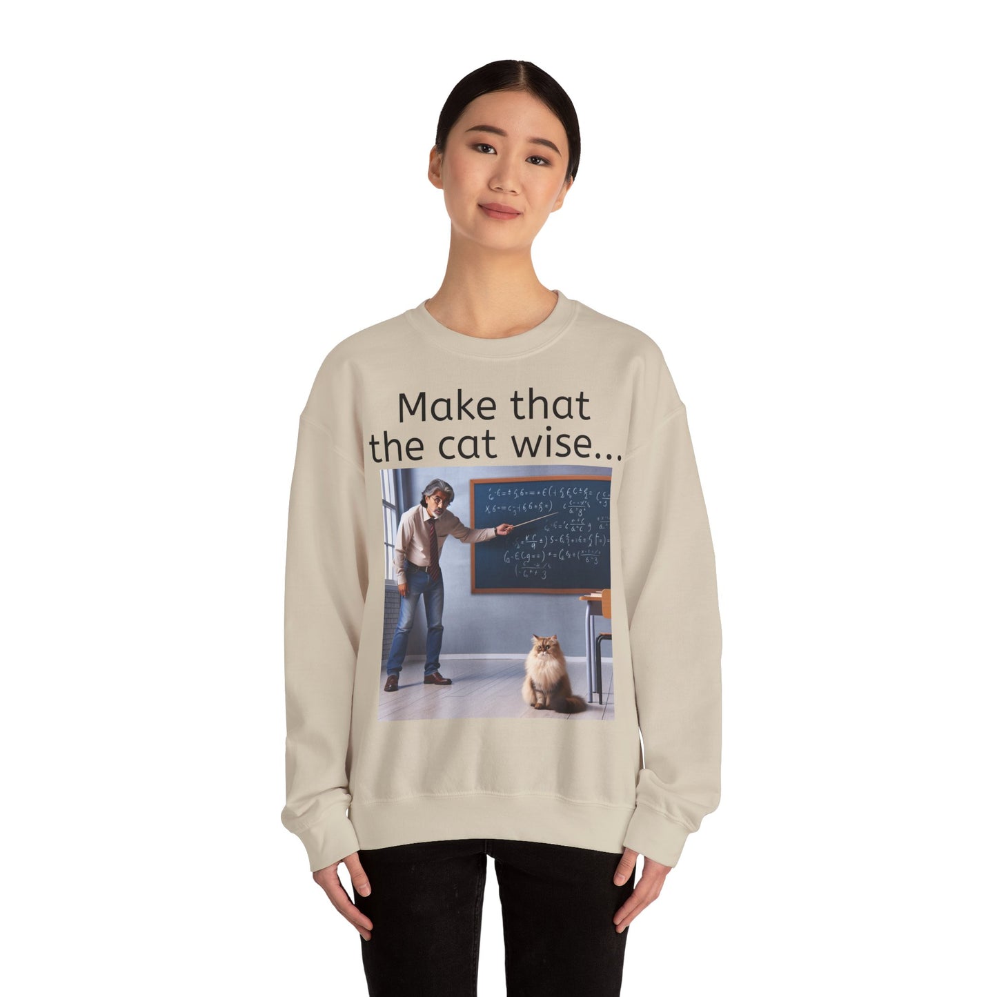 Grappige Unisex Katoenen/ Polyester Sweater Sweatshirt - Make that the cat wise - Pun Funny Dutch Shirt Language Gift Idea Spreekwoord Funny