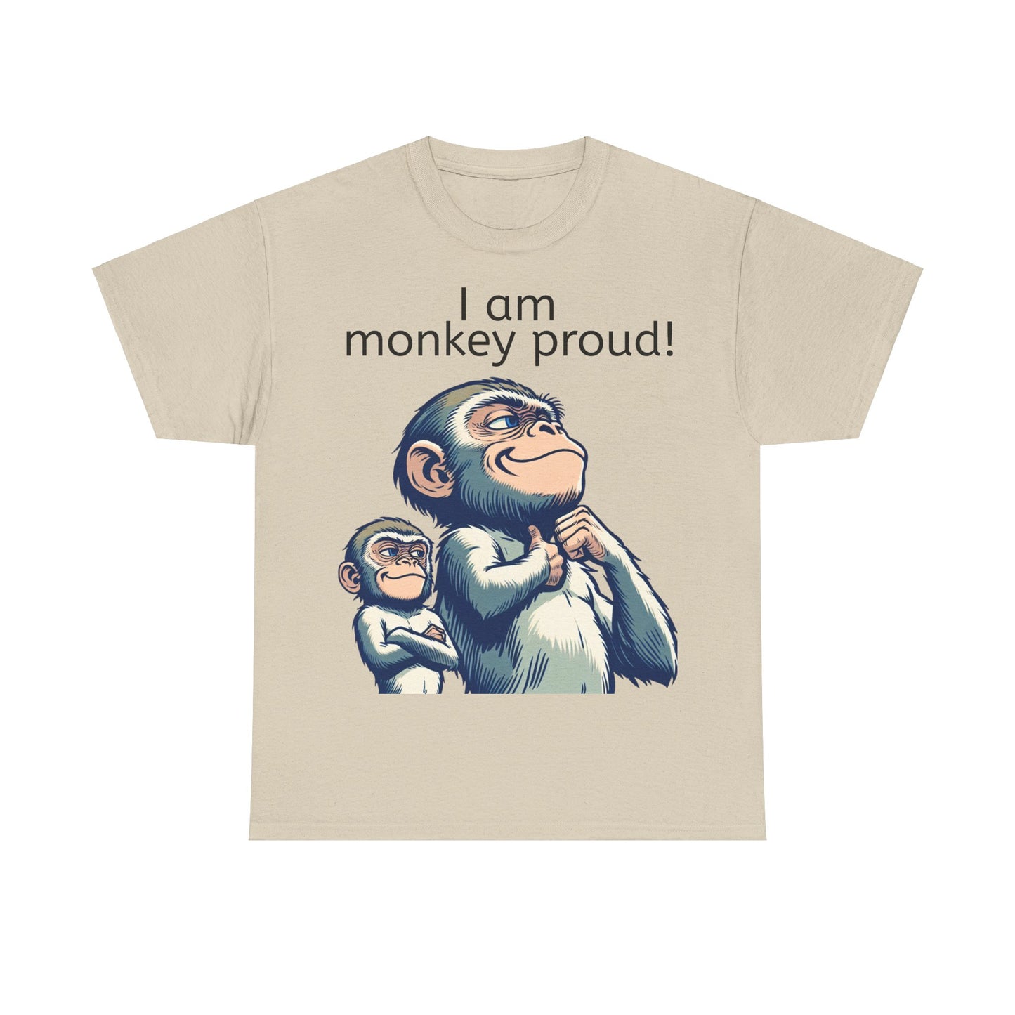 Grappige Unisex Katoenen T-shirt  - Monkey proud - Pun Funny Dutch Shirt Language Gift Idea Leuk Aap Apen Trots Proud