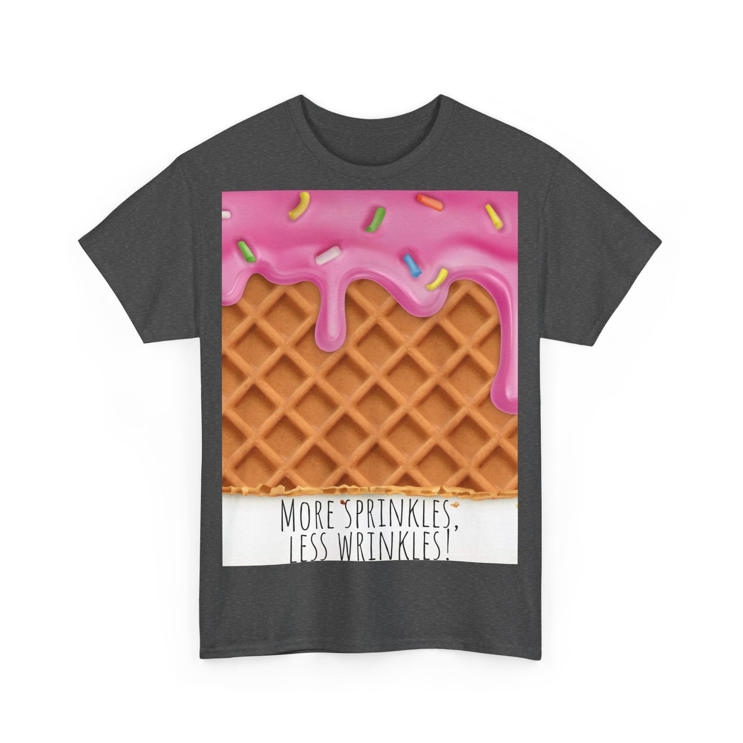 More Sprinkles Less Wrinkles Grappige woordspeling Premium T-shirt, shirt grappige woordspeling, shirt strooiselgrap, shirt minder rimpels