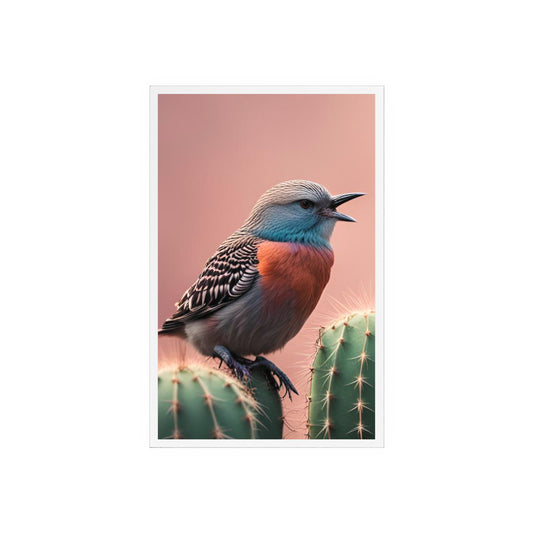 Acrylic Sign, Natural Bird Cacti Design, Home Office Decor Trend, Beautiful Country Style, Gift, Desk, Bureau Cadeu Idee Vogel Cactus