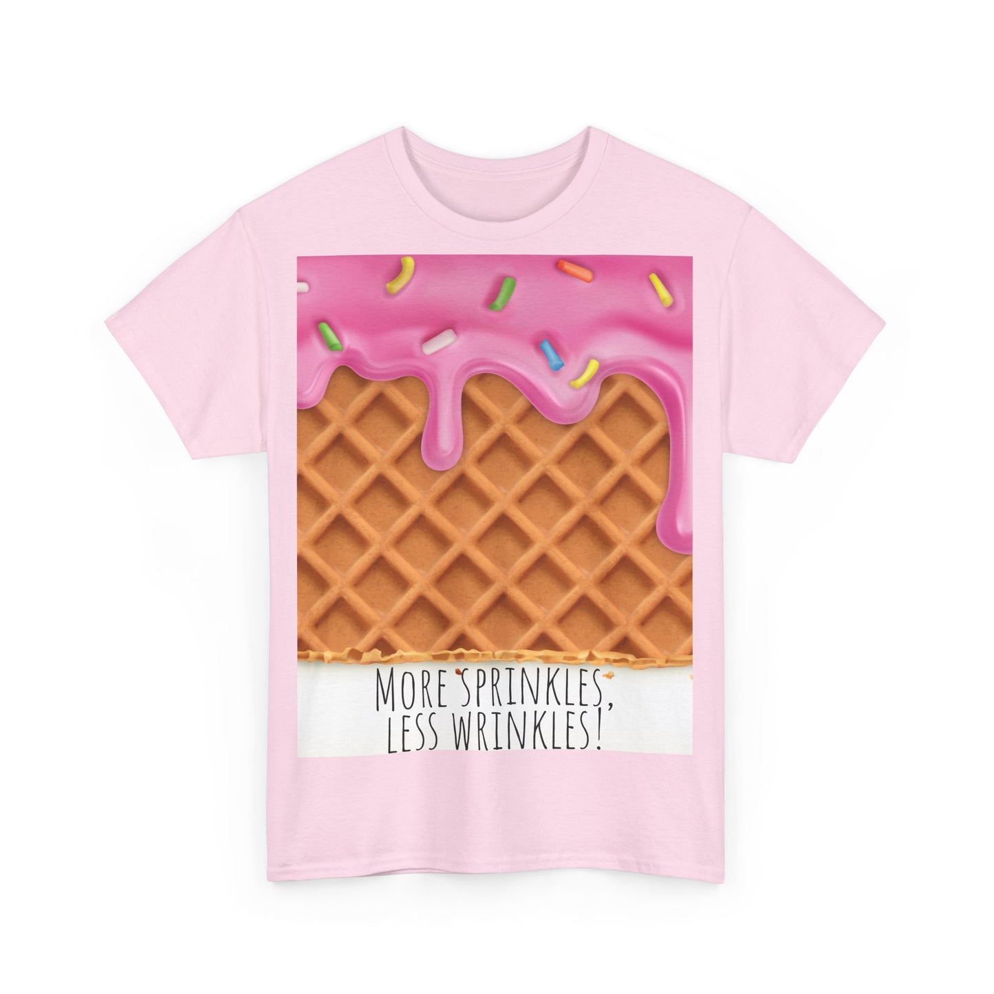 More Sprinkles Less Wrinkles Grappige woordspeling Premium T-shirt, shirt grappige woordspeling, shirt strooiselgrap, shirt minder rimpels