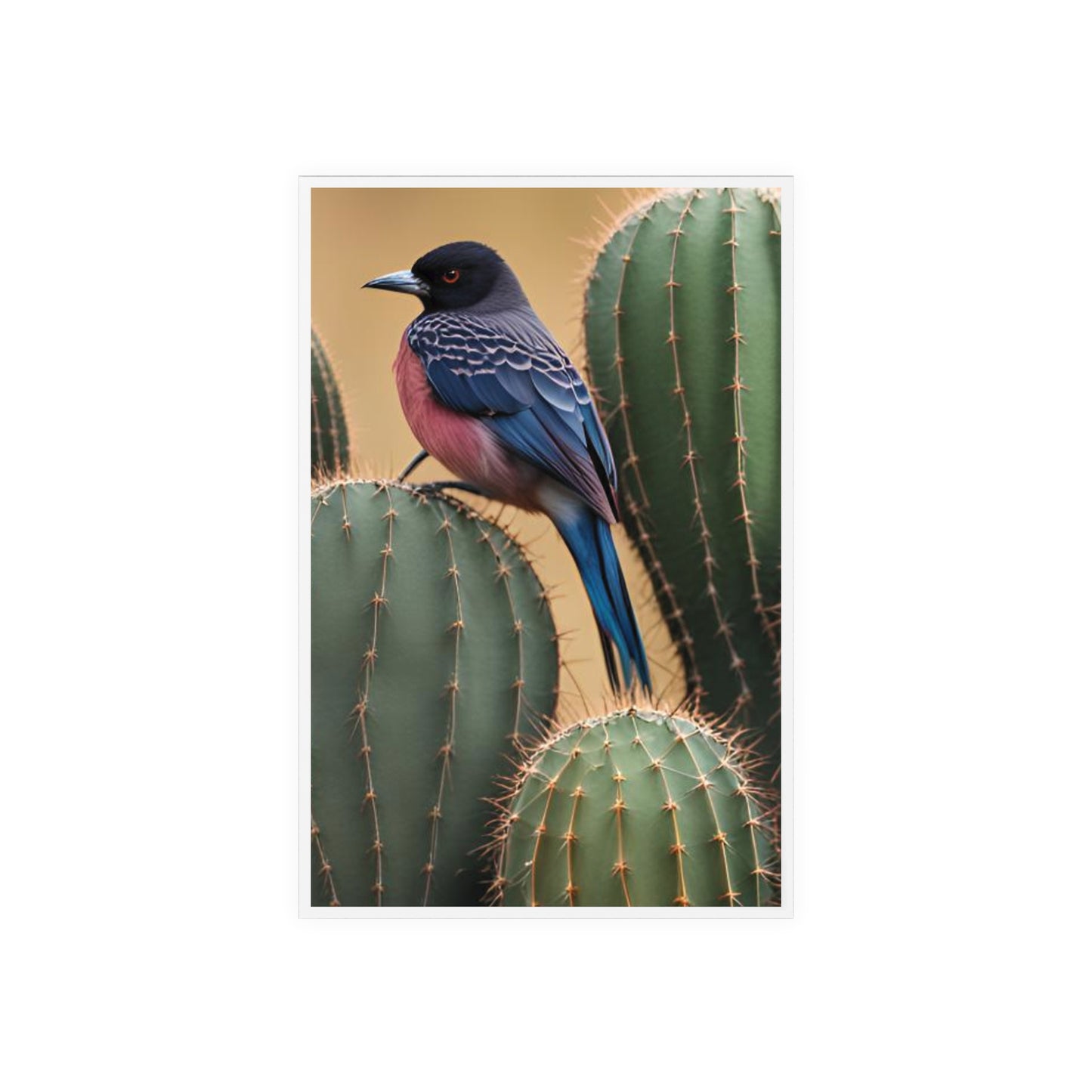 Acrylic Sign, Natural Bird Cacti Design, Home Office Decor Trend, Beautiful Country Style, Gift, Desk, Bureau Cadeu Idee Vogel Cactus