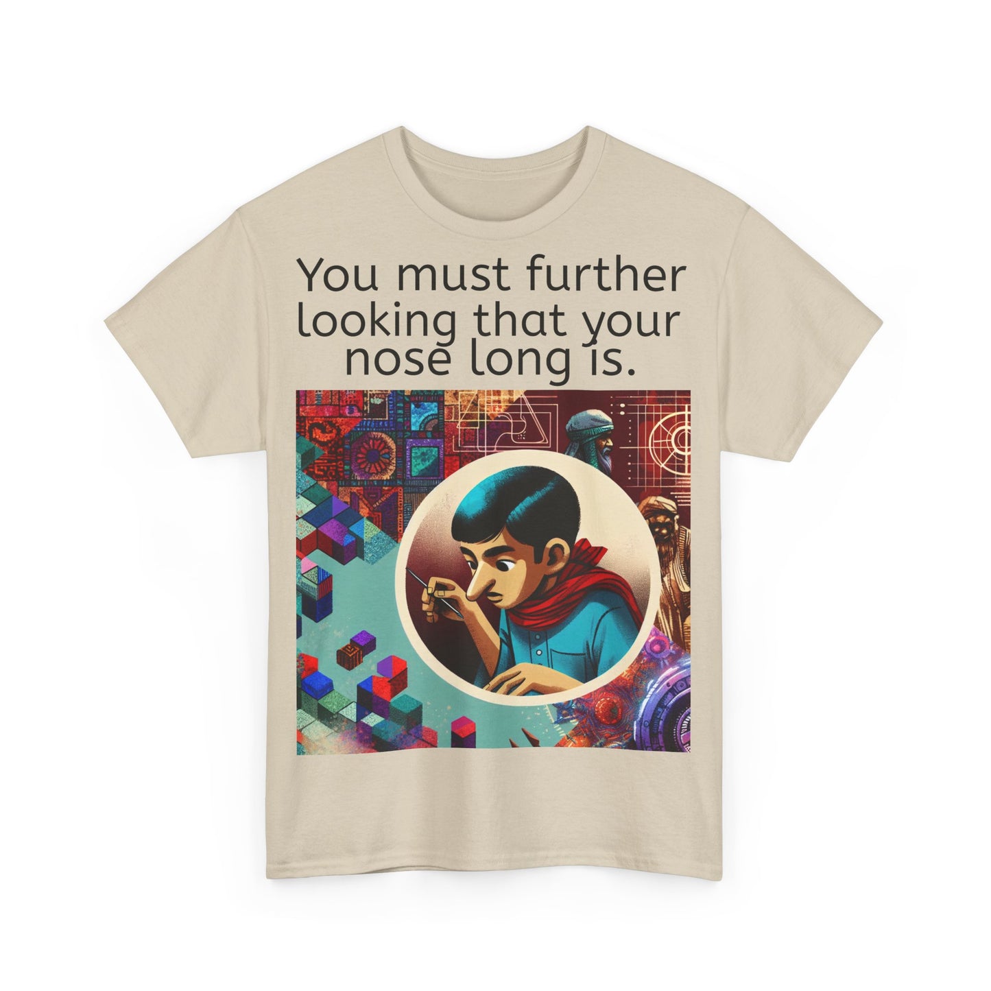 Grappige Unisex Katoenen T-Shirt - Looking further nose long - Pun Funny Dutch Shirt Language Gift Idea Leuk