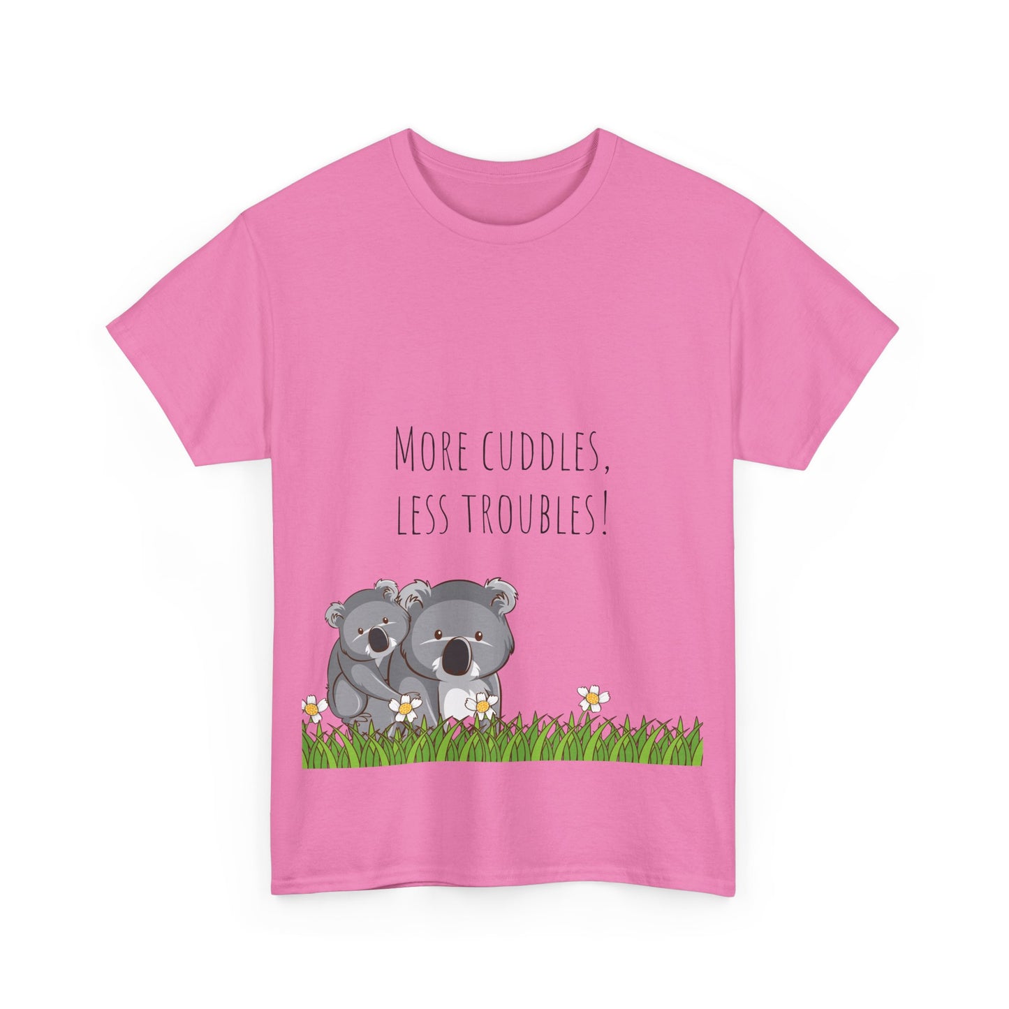 More Cuddles Less Troubles T-Shirt grappige, woordspeling Premium T-shirt, shirt grappige, shirt knuffelgrap, shirt minder problemen