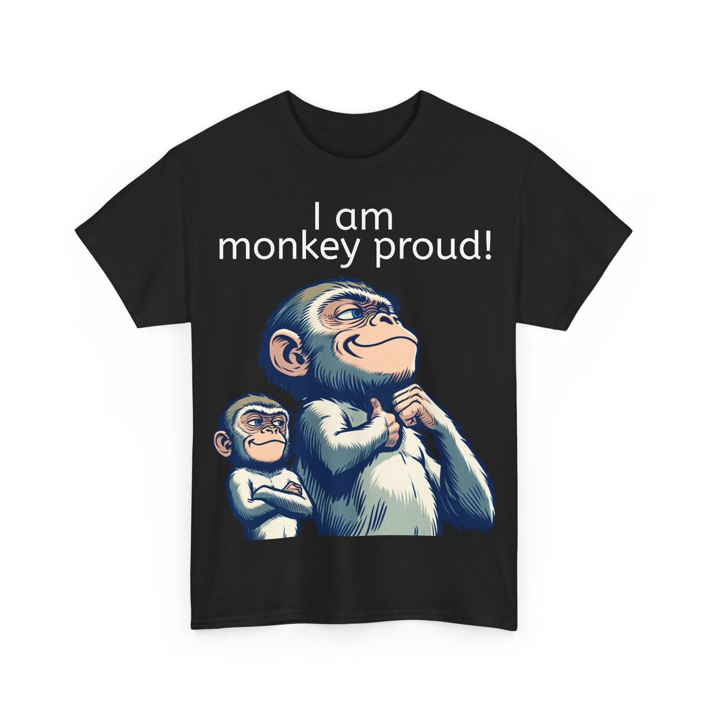 Grappige Unisex Katoenen T-shirt  - Monkey proud - Pun Funny Dutch Shirt Language Gift Idea Leuk Aap Apen Trots Proud