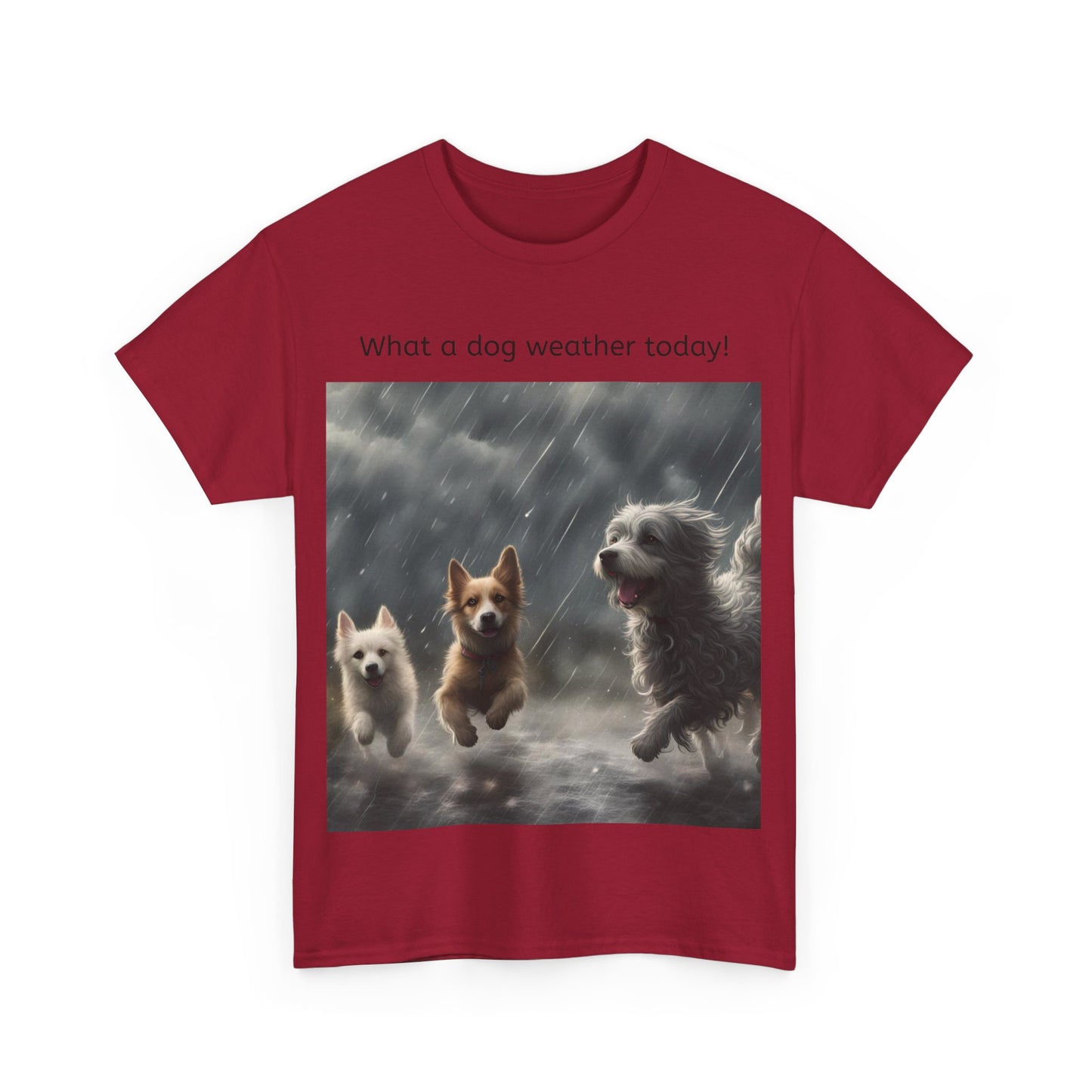 Grappige Unisex Katoenen T-Shirt - What a dog weather today! - Pun Funny Dutch Shirt Language Gift Idea