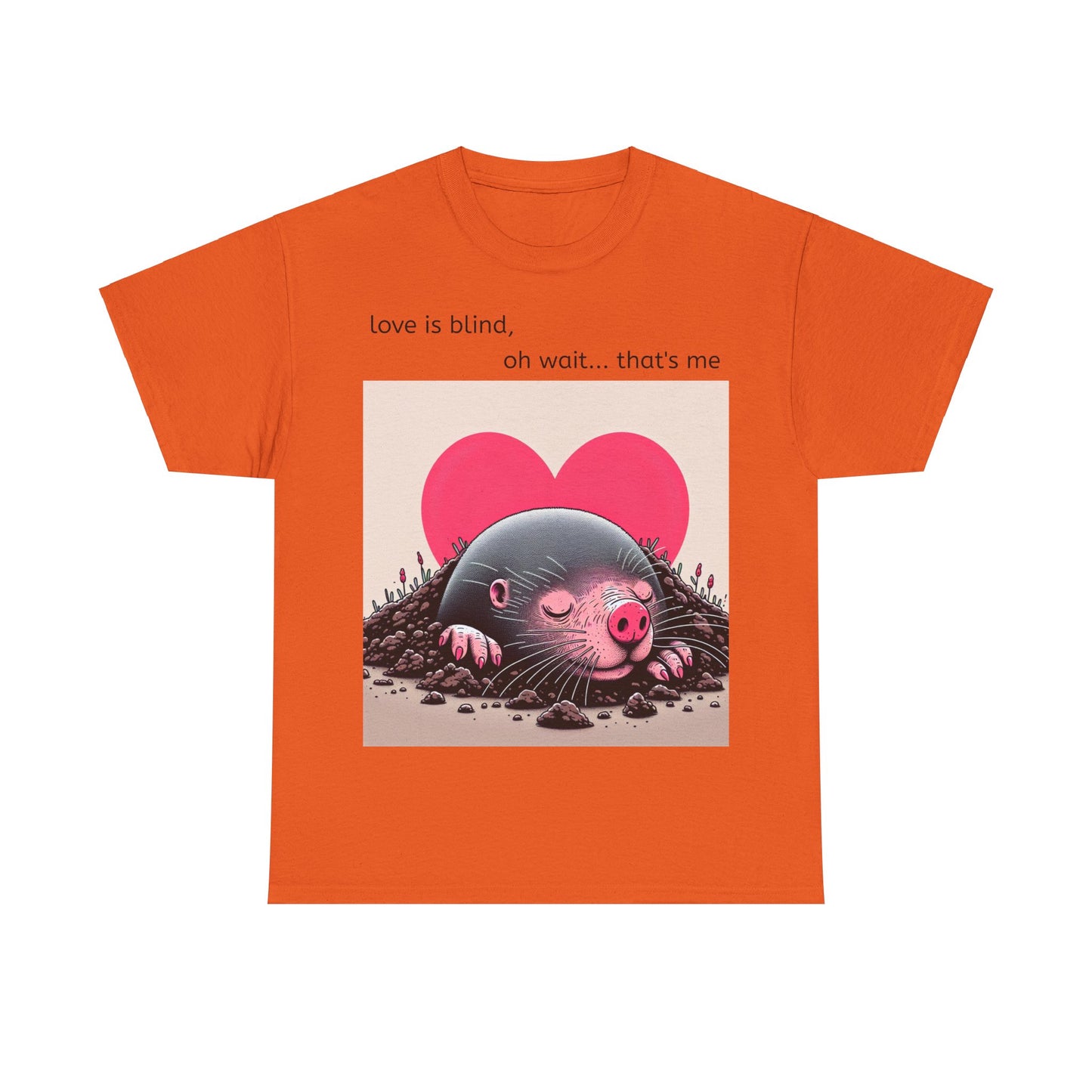Grappige Unisex Katoenen T-Shirt - Love is blind - Pun Funny Dutch Shirt Language Gift Idea Valentines Day Love Joke Funny Valentijnsdag