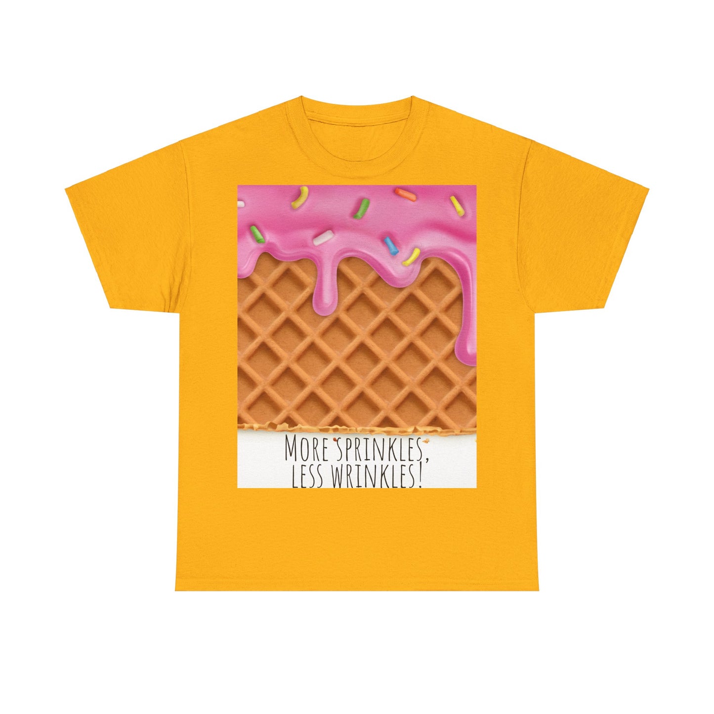 More Sprinkles Less Wrinkles Grappige woordspeling Premium T-shirt, shirt grappige woordspeling, shirt strooiselgrap, shirt minder rimpels