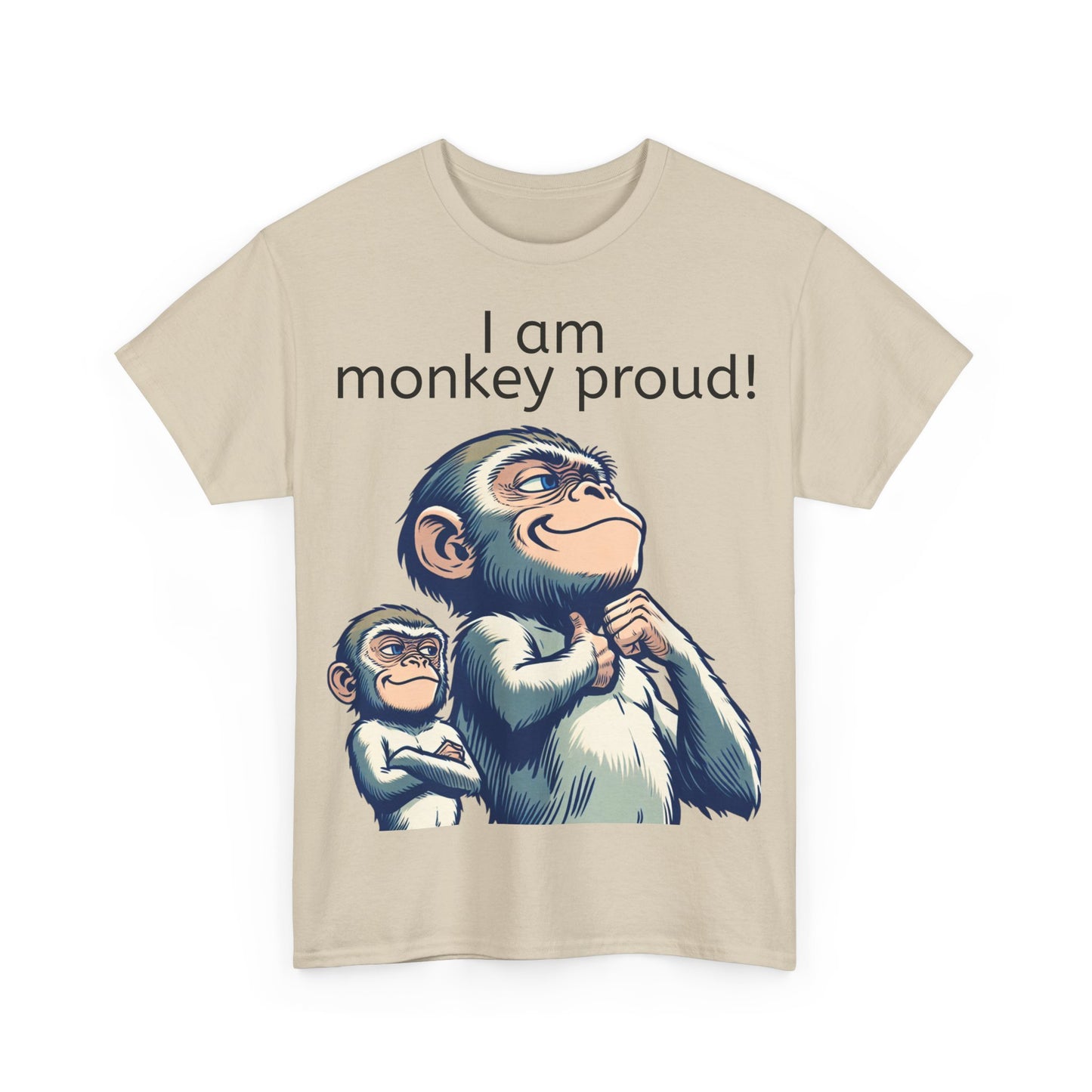 Grappige Unisex Katoenen T-shirt  - Monkey proud - Pun Funny Dutch Shirt Language Gift Idea Leuk Aap Apen Trots Proud