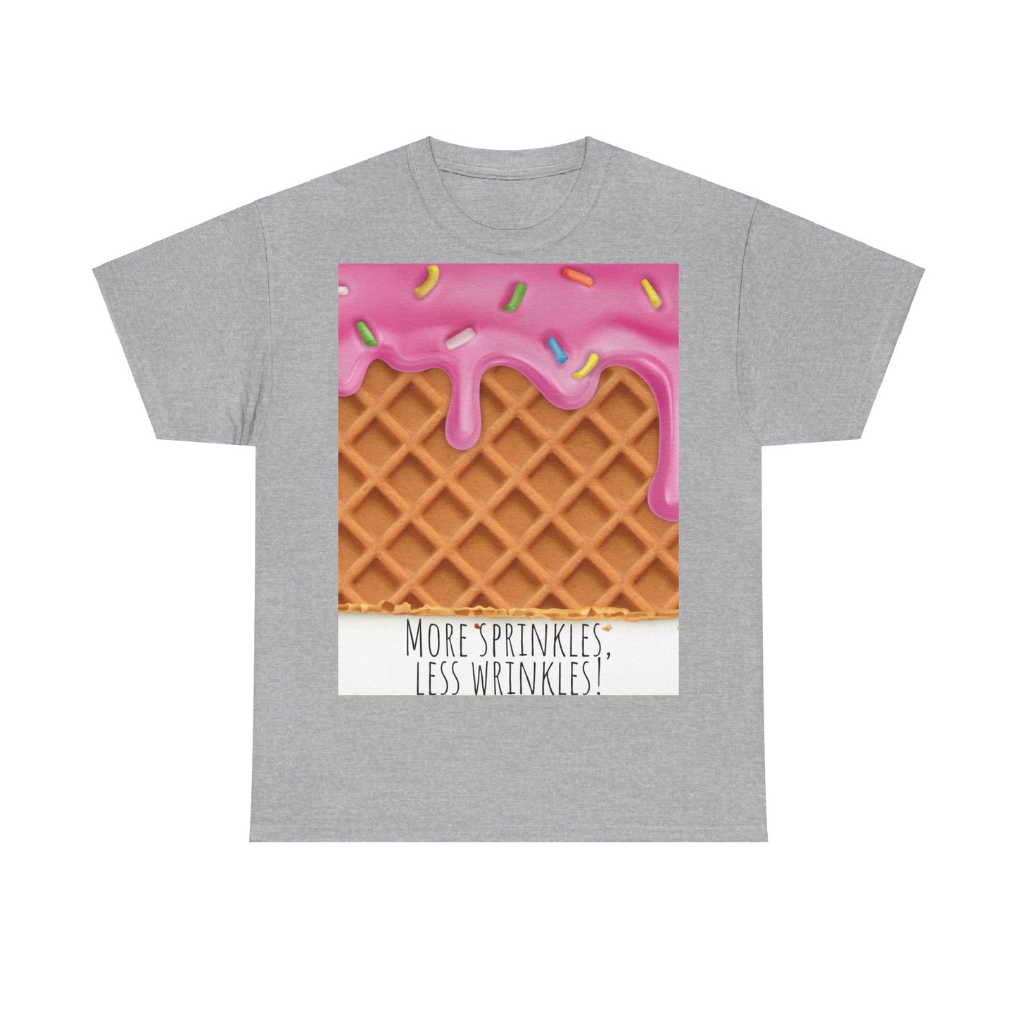 More Sprinkles Less Wrinkles Grappige woordspeling Premium T-shirt, shirt grappige woordspeling, shirt strooiselgrap, shirt minder rimpels