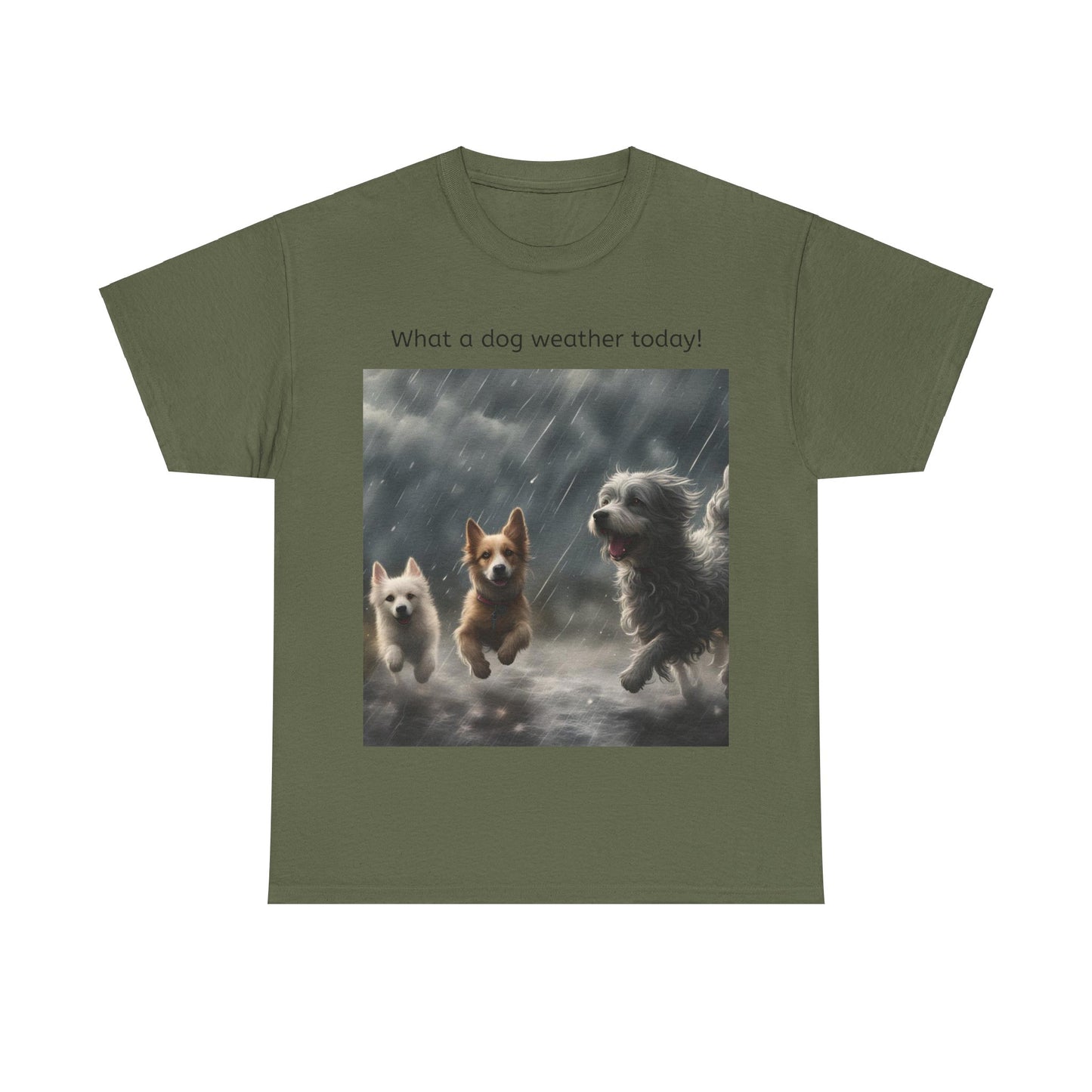 Grappige Unisex Katoenen T-Shirt - What a dog weather today! - Pun Funny Dutch Shirt Language Gift Idea