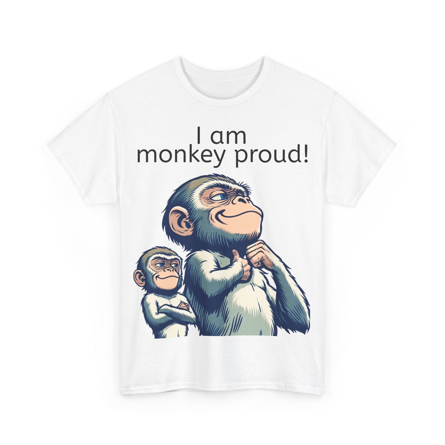 Grappige Unisex Katoenen T-shirt  - Monkey proud - Pun Funny Dutch Shirt Language Gift Idea Leuk Aap Apen Trots Proud