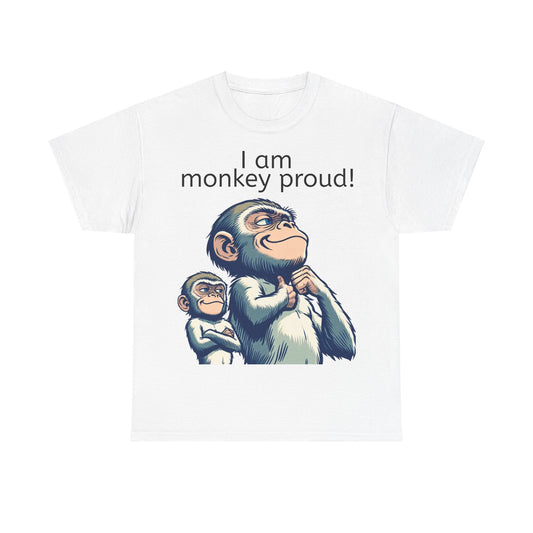 Grappige Unisex Katoenen T-shirt  - Monkey proud - Pun Funny Dutch Shirt Language Gift Idea Leuk Aap Apen Trots Proud